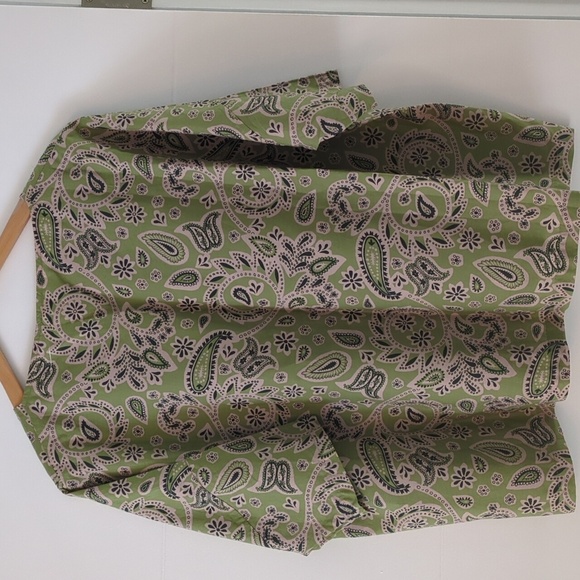 -Otto D'Ame Boxy Fit Boho Paisley Green Women's Top Made In Italy - Picture 4 of 7